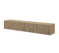 Selsey TELIRE - Meuble TV 175 cm en chêne Artisan avec façade fraisée et Inserts Noirs