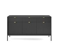 Selsey VELLORE-Commode à Trois Portes, 154 cm x 83 cm x 39 cm, Noir