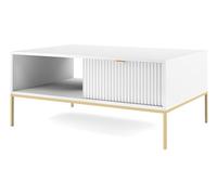 Selsey VELLORE - Table Basse - Blanc avec Pieds dorés