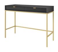 Selsey VELLORE - Table Console/Console Extensible/Coiffeuse - Noir avec Pieds dorés