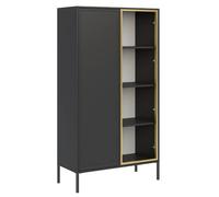 SELSEY - Vitrine 2 portes avec façade en verre VELVETO - 90 cm - Noir
