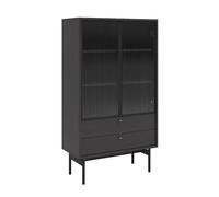 SELSEY - Vitrine basse 2 tiroirs 85 cm Olar II - noir