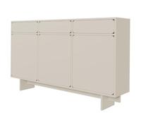Selsey Wuwu Commode de Rangement, à 3 Portes, 3 tiroirs, 150 cm, à Pousser et à Ouvrir, Gris-Beige