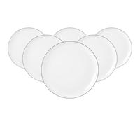Seltmann Weiden Lido Black Line Lot de 6 assiettes à petit-déjeuner, diamètre : 20 cm, assiettes à dessert rondes avec bord noir, en porcelaine