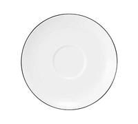 Seltmann Weiden Lido Black Line Soucoupe à café au lait, Ø 16 cm, soucoupe ronde avec bord noir, en porcelaine, blanche