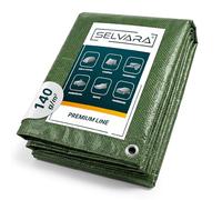 Selvara Bache de Protection Exterieur 140g/m² Impermeable 6 x 8m Vert | Bache Extérieur Premium Line 48m² Bâche pour Bois, Piscines, avec Œillets, Anti-déchirure, Protection UV, Tarp Multiusage