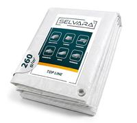 Selvara Bache de Protection Exterieur 260g/m² Impermeable 3 x 5m Blanc | Bache Extérieur Top Line 15m² Bâche pour Bois, Piscines, Tente, avec Œillets, Anti-déchirure, Protection UV, Tarp Multiusage