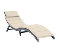 Selvicoly Chaise longue avec coussin gris en bois d'acacia massif, pliable, pour jardin, terrasse, balcon, piscine, extérieur, camping, résistant aux intempéries et ergonomique pour des heures de