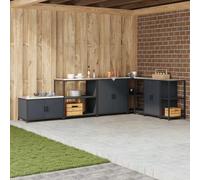 Selvicoly Étagère de cuisine HATTEM anthracite 90 x 50 x 92 cm en acier pour utilisation extérieure et intérieure avec espace de rangement et montage facile