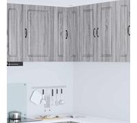 Selvicoly Kalmar Armoire d'angle de cuisine murale Gris Sonoma 57 x 57 x 80 cm avec 3 étagères, 2 portes, beaucoup d'espace de rangement, matériau en bois, idéal pour les cuisines modernes et