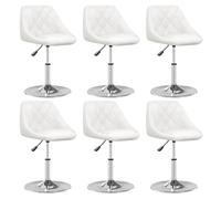 Selvicoly Lot de 6 chaises de salle à manger blanches en cuir synthétique réglables en hauteur pivotantes avec accoudoirs et rembourrage pour cuisine, salon, table à manger, salon moderne