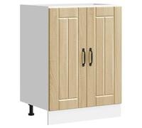 Selvicoly Lucca Armoire de cuisine basse en chêne Sonoma avec espace de rangement de 60 x 46 x 81,5 cm, pieds réglables, pour cuisine, garde-manger, salle à manger, vitrine, multi-usages