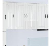 Selvicoly Lucca Armoire murale blanche brillante 80 x 31 x 80 cm en bois avec 2 portes et étagères pour cuisine moderne, espace de rangement, tiroirs, vitrine, armoire basse, salle à manger