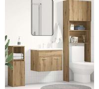 Selvicoly Meuble sous lavabo en chêne Artisan - 60 x 38,5 x 46 cm - Meuble de salle de bain - Tiroir de rangement - Montage mural - Design moderne - Matériau en bois durable