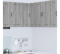 Selvicoly Porto Armoire d'angle murale gris sonoma 57 x 57 x 80 cm Armoire de cuisine moderne en bois avec 3 étagères, 2 portes, idéale pour cuisine intérieure, espace de rangement, vitrine