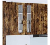 Selvicoly Porto Armoire murale en verre Chêne fumé 60 x 31 x 100 cm Design moderne Bois robuste pour rangement de cuisine, vitrine, buffet, étagère de cuisine, garde-manger