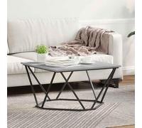 Selvicoly Table basse grise Sonoma 80 x 80 x 45 cm carrée avec matériau en bois et structure en acier Table de salon moderne pour canapé salon avec étagère de rangement et surface de rangement