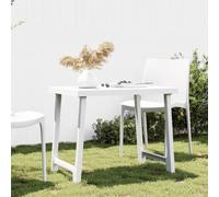 Selvicoly Table de jardin blanche 79 x 56 x 64 cm en polypropylène avec aspect bois, résistante aux intempéries, peu encombrante, idéale pour le camping, le pique-nique, la véranda, le balcon et les