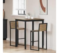Selvicoly Table mange-debout carrée en bois - 80 x 80 x 105 cm - Avec cadre en métal noir - Stable - Peu encombrant - Pour cuisine, salle à manger, salon - Idéale comme table à manger familiale