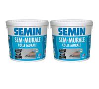 SEMIN Sem-Murale - Colle Toile de Verre & Revêtements Muraux Légers - Prête à l’Emploi - Forte Adhérence - Intérieur Murs & Plafonds - Sans Odeur - 2 seaux de 10 kg