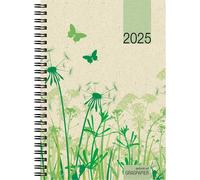 Semainier Papier Gras 2025 - 13,7x19,6 cm - 1 semaine sur 2 pages - couverture cartonnée résistante - agenda / calendrier semainier - carnet de notes - 759-0640