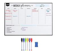 Semainier Tableau Magnetique Frigo 40x30cm, Planning Semaine Tableau Blanc Effacable To Do List, Réutilisable Weekly Planner Tableaux Magnétiques, avec 6 Marqueurs Et une Gomme