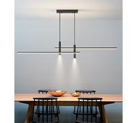 SEMANHUA Lampes suspendues LED Noires, Lustre linéaire Moderne à intensité Variable avec télécommande, luminaire encastré for îlot de Cuisine, Salon, Salle à Manger, Lampe Suspendue L59,0 Pouces (Col