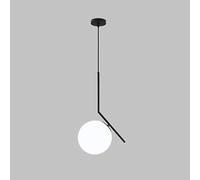 SEMANHUAOZ E27 Créativité Suspension Postmoderne Salon/Salle à Manger Lustre Nordique Lampe à Suspension en Verre Lampe Design Boule Lampes Gouttes Lampe Tube en Acier (Color : Black, Size : Diamete
