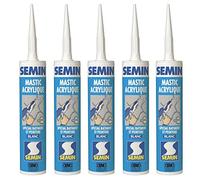 Semin A00968 Mastic Acrylique Blanc pour Combler des Fissures ou pour Réaliser des Liaisons entre différents Éléments de Maçonnerie, Intérieur/Extérieur, Cartouche de 310 ml (Lot de 5)