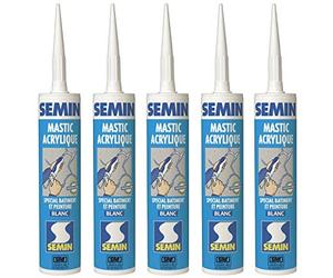 Semin A00968 Mastic Acrylique Blanc pour Combler des Fissures ou pour Réaliser des Liaisons entre différents Éléments de Maçonnerie, Intérieur/Extérieur, Cartouche de 310 ml (Lot de 5)