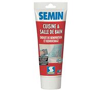 Semin A04757 Enduit de Rebouchage et Rénovation Spécial Cuisine et Salle de Bains, Adapté aux Pièces Humides, Tube de 330 g