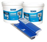 Semin A08101 Enduit de Lissage en Pâte pour Murs et Plafonds, Intérieur, Seau de 1,5 kg (Lot de 2) et A06319 Lame CE 78 pour Enduire et Lisser, 25 cm