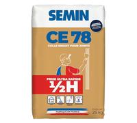 SEMIN CE 78 1/2H - Enduit pour Joints de Plaques de Plâtre BA13, Prise Ultra-Rapide 2 Heures, Faible Retrait, Finition Soignée, Sac 25 kg