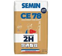 SEMIN CE 78 2H - Enduit pour Joints de Plaques de Plâtre BA13, Prise Rapide 2 Heures, Faible Retrait, Finition Soignée, Sac 25 kg