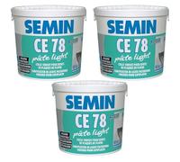 SEMIN CE 78 Pâte Light - Enduit Allégé pour Joints de Plaques de Plâtre - Prêt à l’Emploi - Excellente Finition - Jusqu’à 50 m² - 3 Seaux de 18 kg - Fabriqué en France