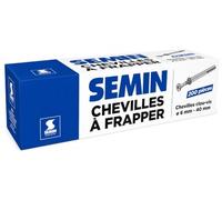 SEMIN Chevilles à Frapper 6x40 mm - Boîte de 200 pièces- Cheville Nylon Expansion avec Clou A1 - Fixation Rails Placo & Cloisons - Pose Rapide