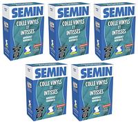 SEMIN Colle Papier Peint en Poudre 300 g - Pour Papiers Peints Vinyls & Intissés - Sans Grumeaux - Prête en 3 Min - Forte Adhérence - Fabriquée en France - Lot de 5 Boîtes