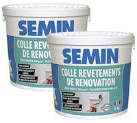 SEMIN Colle Revêtements Muraux Lourds- 2 X 5 kg - Colle Prête à l’Emploi Sans Solvant ni Odeur - Pour Toile de Verre, Revêtements de Rénovation, Murs et Plafonds - Application Rouleau ou Spatule
