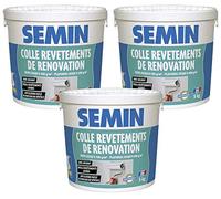 SEMIN Colle Revêtements Muraux Lourds- 3 X 5 kg - Colle Prête à l’Emploi Sans Solvant ni Odeur - Pour Toile de Verre, Revêtements de Rénovation, Murs et Plafonds - Application Rouleau ou Spatule