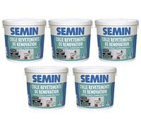 SEMIN Colle Revêtements Muraux Lourds- 5 X 5 kg - Colle Prête à l’Emploi Sans Solvant ni Odeur - Pour Toile de Verre, Revêtements de Rénovation, Murs et Plafonds - Application Rouleau ou Spatule