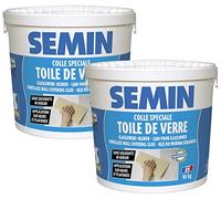 SEMIN Colle Toile de Verre -2 X 10 kg - Colle Prête à l’Emploi Sans Solvant et Sans Odeur - Forte Adhérence - Jusqu’à 100 m² - Murs, Plafonds et Pièces Humides - Fabrication Française