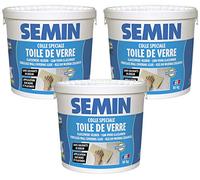 SEMIN Colle Toile de Verre- 3 x 10 kg - Colle Prête à l’Emploi Sans Solvant et Sans Odeur - Forte Adhérence - Jusqu’à 150 m² - Murs, Plafonds et Pièces Humides - Fabrication Française