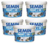 SEMIN Enduit 2 en 1 Multifonction Lot 5 x 7kg - Joint & Lissage Plaque de Plâtre, Enduit Prêt à l’Emploi Intérieur, Collage & Finition Bande à Joint, Qualité Professionnelle, Fabriqué en France