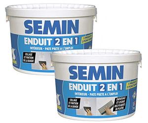 SEMIN Enduit 2 en 1 Multifonction lot de 2 x 7kg - Joint & Lissage Plaque de Plâtre, Enduit Prêt à l’Emploi Intérieur, Collage & Finition Bande à Joint, Qualité Professionnelle, Fabriqué en France