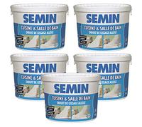 SEMIN Enduit de Finition Pièces Humides- 5 X 5 kg - Enduit Allégé Hydro Prêt à l’Emploi - Haute Résistance à l’Humidité - Murs & Plafonds Salle de Bain Cuisine - Avant Peinture & Revêtement Mural