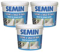 SEMIN Enduit de Lissage Hydro Allégé - Spécial Cuisine & Salle de Bain - Haute Résistance à l’Humidité - Prêt à l’Emploi - Application Facile - Avant Peinture & Revêtement Mural - 3 Seaux de 1 kg