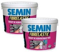 SEMIN Enduit de Rebouchage Élastique Fibrelastic- 2 x 5kg - Fissures Vivantes Mur & Plafond, Enduit Fibre de Verre Intérieur/Extérieur, Rebouchage Flexible Multi-Supports, Qualité Professionnelle