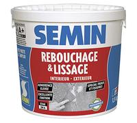Enduit de rebouchage - SEMIN - Spécial Fissures et Trous de Vis - Prêt à l'emploi - Élastique durable - Seau 1,5 kg