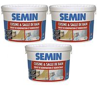 SEMIN Enduit de Rebouchage & Rénovation Cuisine et Salle de Bain 5kg - Enduit Prêt à l’Emploi, Haute Adhérence sur Carrelage sans Primaire, Résistant à l’Humidité, Murs Intérieurs- Lot de 3