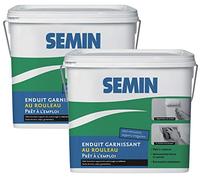 SEMIN Enduit Garnissant au Rouleau-2 x 10 kg - Rénovation Murs Très Abîmés - Tous Supports Intérieur - Prêt à l’Emploi - Finition Lisse Blanche - Idéal Crépi & Toile de Verre